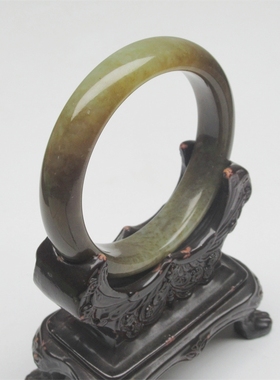 全新天然玉石新疆和田玉若羌黄口糖双色正圈女款手镯玉手环证书