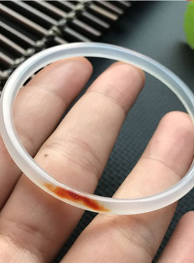 天然冰种细圆条透明原色玉髓手镯