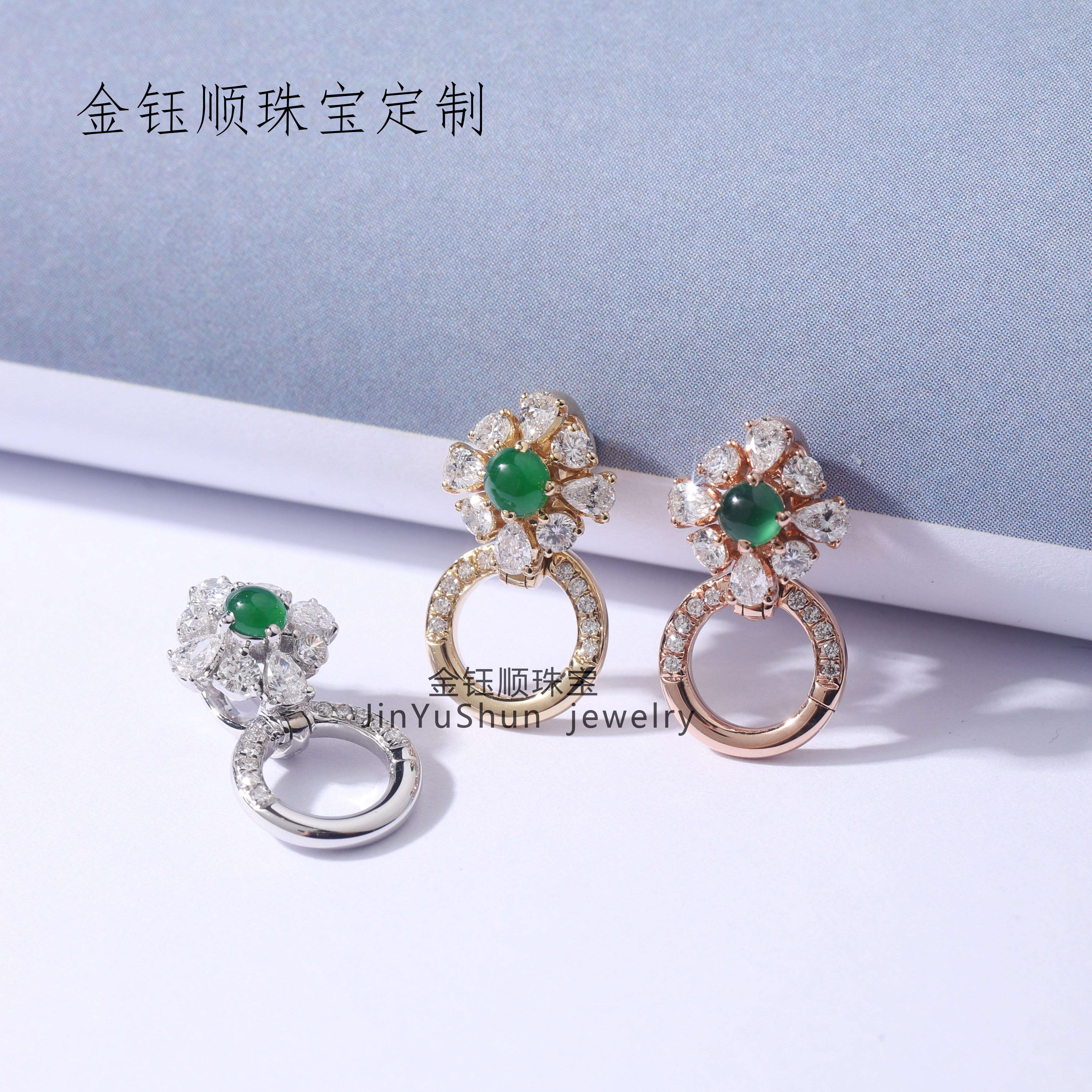 珠宝18K金扣头镶嵌钻石K金吊坠扣翡翠珍珠佛公挂件扣高货绳配件隔