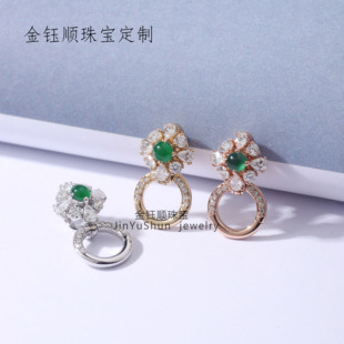 珠宝18K金扣头镶嵌钻石K金吊坠扣翡翠珍珠佛公挂件扣高货绳配件隔