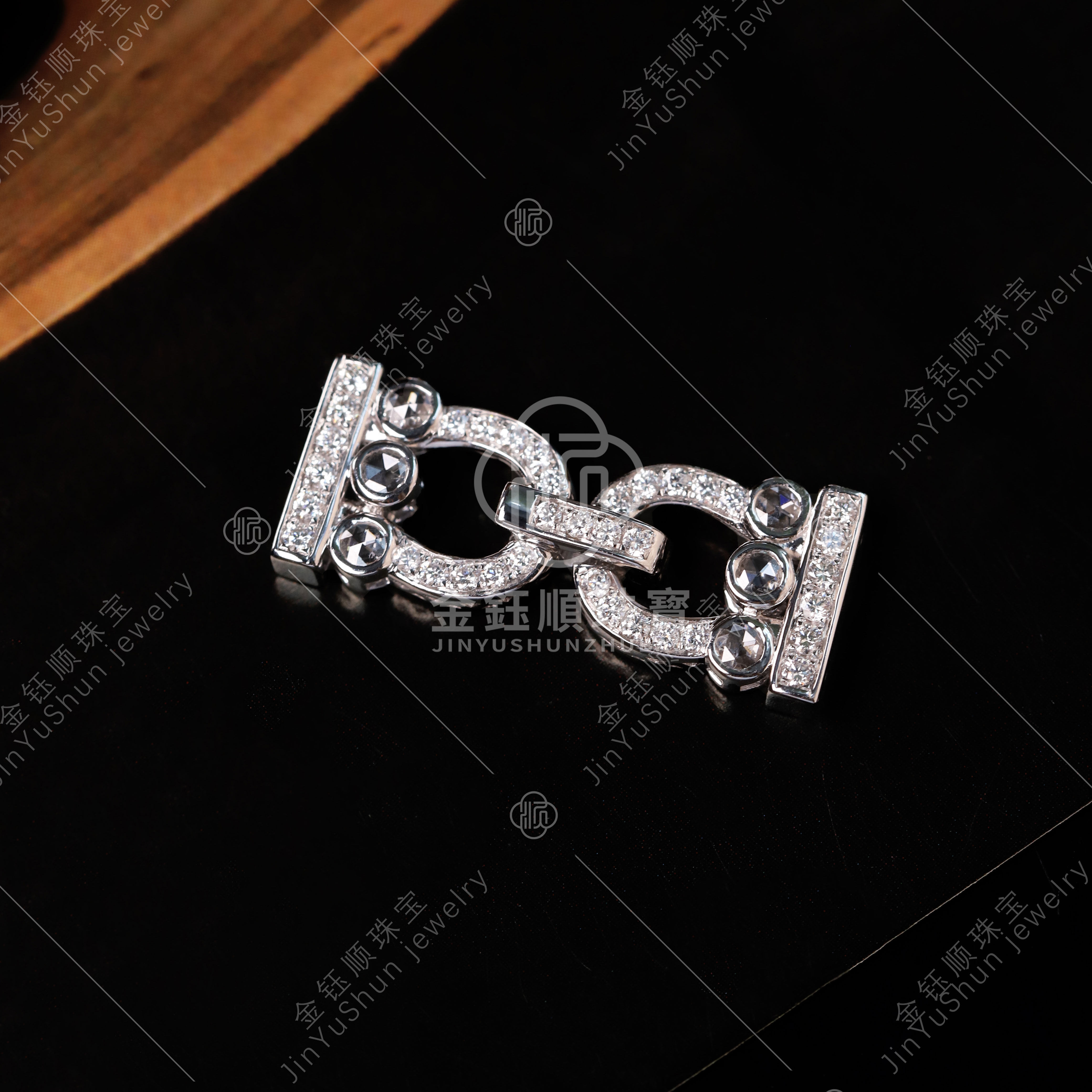 珠链扣18K白金镶嵌钻石多排珠链扣翡翠珠项链珍珠手链女百搭扣头