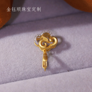18K金精工细作吊坠扣头珠宝翡翠佛公蜜蜡挂件K金扣定制钻石扣配件