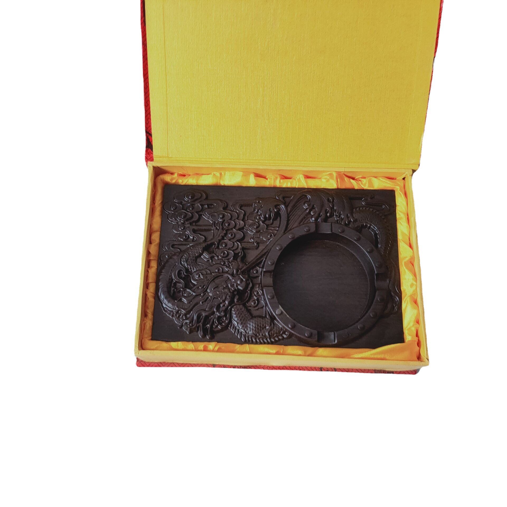 黑檀木烟灰缸logo打印中式家用大号带盖木质方形烟缸带盖烟灰缸