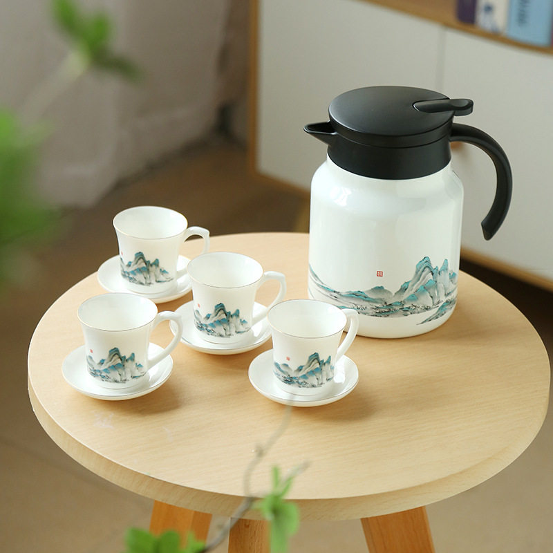 中式白瓷千里江山焖泡茶