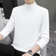 300g半高领长袖 t恤男双面德绒中领内搭秋冬打底衫 加绒保暖纯白色