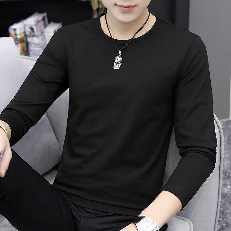 莫代尔长袖t恤男圆领内搭打底衫