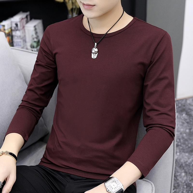 莫代尔圆领纯色内搭打底长袖t恤