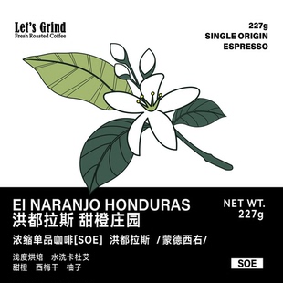洪都拉斯SOE甜橙庄园水洗卡杜艾浅烘浓缩咖啡豆227g LETSGRIND