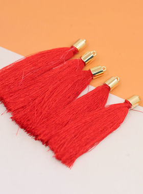 过年款红色砝码流苏手工diy制作民族古风和风发饰材料饰品配件