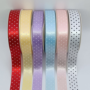 2.5厘米4排点涤纶印点缎带丝带织带 diy手工蝴蝶结头花发饰品材料