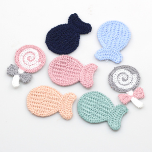 卡通毛线小鱼棒棒糖秋冬季 儿童 发饰材料手工配件diy头饰辅料韩版