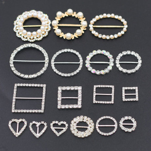 DIY合金饰品配件圆形带钻扣花盘扣日字扣手工制作发饰头饰材料