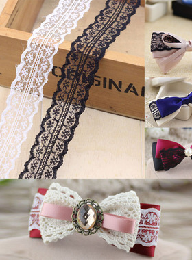 25mm双边蕾丝花边白色diy手工发饰制作发饰材料蝴蝶结饰品配件