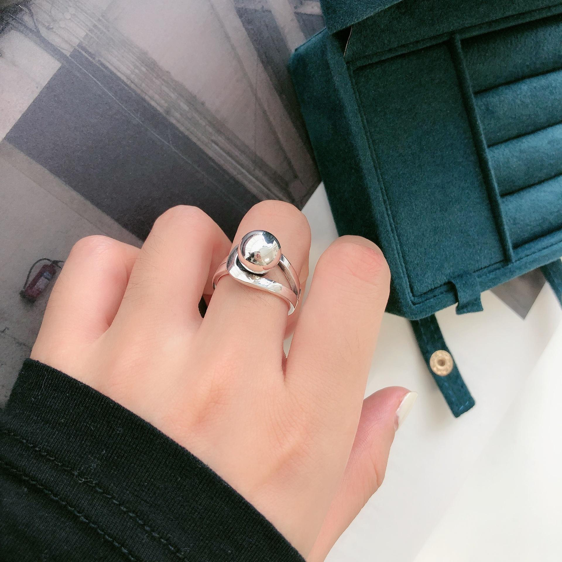 足银戒指 有求必应简约轻奢小众设计圆球设计时尚潮搭减龄戒指