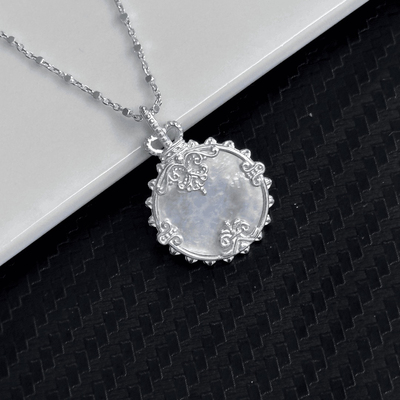925银新款白贝雕花唐草魔镜女项链娘娘御用复古宫廷风设计轻奢