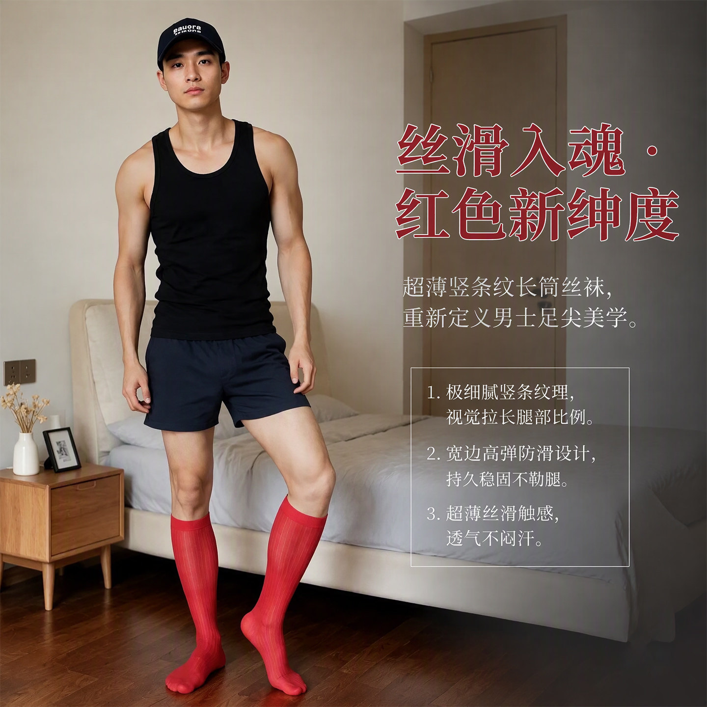 木本绅士男士超薄商务中筒丝袜