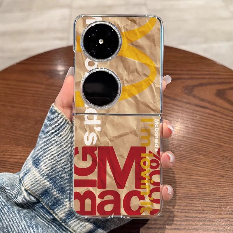 适用华为pocket2手机壳新款HW横向M字母p60pocket折叠屏透明小清新S保护套艺术pockets时尚小众p50防摔女