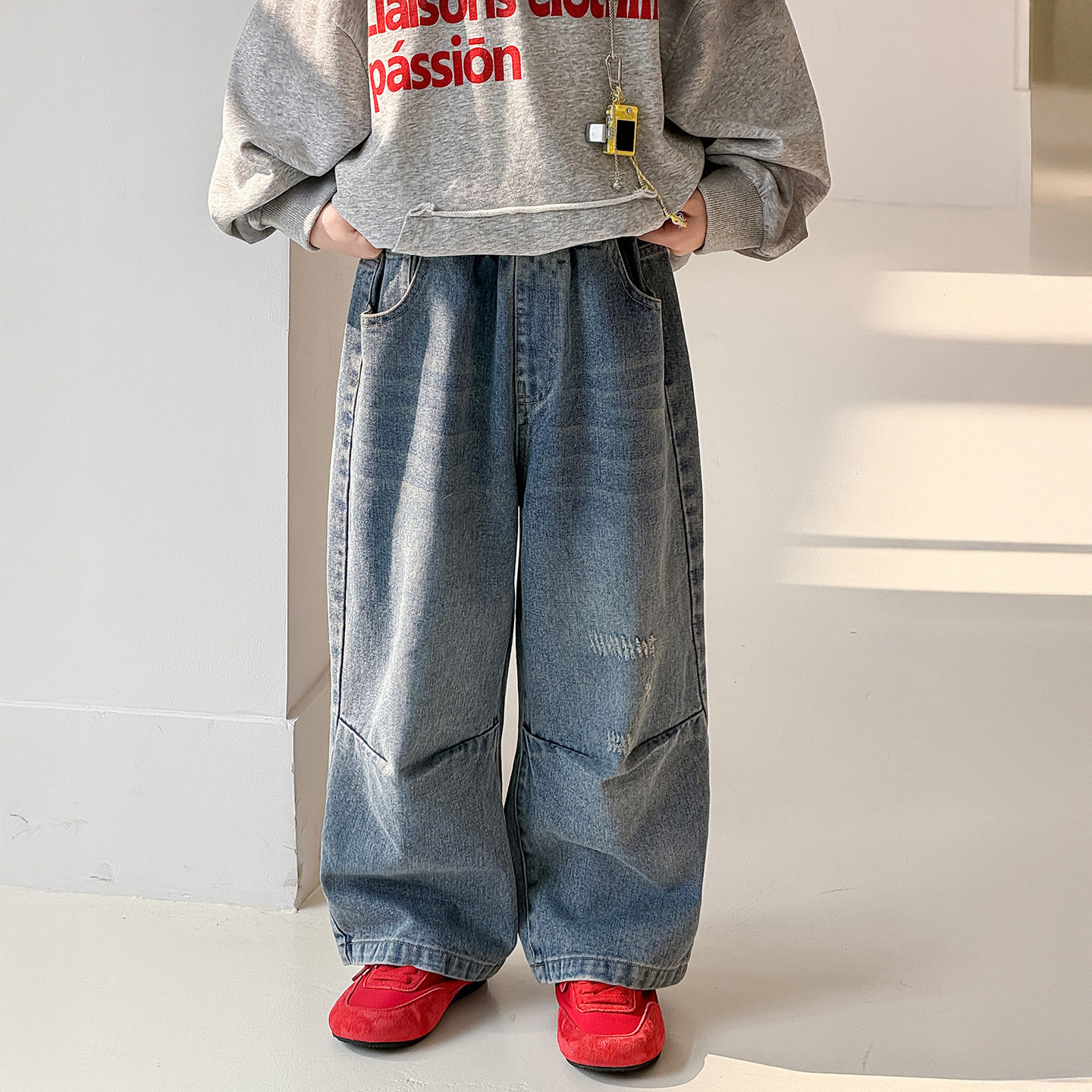 棉小铺男童牛仔裤儿童春季韩版2026新款简潮宽松直筒童装休闲裤子,童装/婴儿装/亲子装,儿童牛仔裤,淘宝优惠券,粉丝福利购,淘宝优惠卷