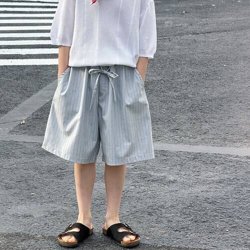 棉小铺男童短裤夏季薄款儿童休闲裤2026新款韩版阔腿简潮条纹童装