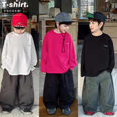 百搭字母印花宝宝打底衫 童酷2026男童春季 新款 圆领纯色儿童T恤潮