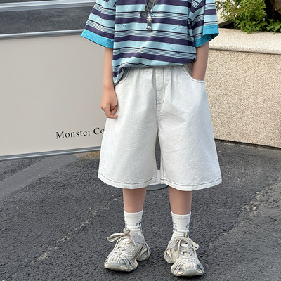 棉小铺男童夏季裤子纯棉儿童中裤2026新款韩版百搭重工吊染童装潮