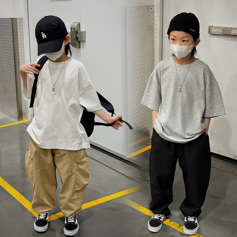 宝多童装男童短袖t恤2026年新款春夏韩版宽松圆领上衣儿童体恤潮