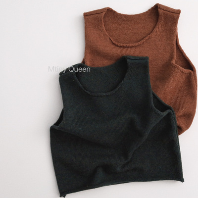 棉羊毛～ch软 ～26春秋儿童毛衣背心森系穿搭男女宝针织外套简约