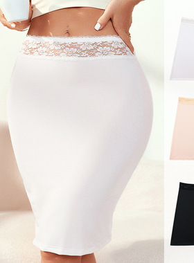 蕾丝裙子夏防走光静电内衬裙纯色打底裙高弹内搭防透半身裙620-1