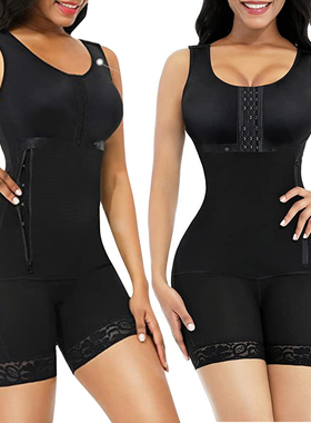 连体塑身衣女侧拉链排扣加强收腹产后美体内衣托胸开裆提臀束身衣