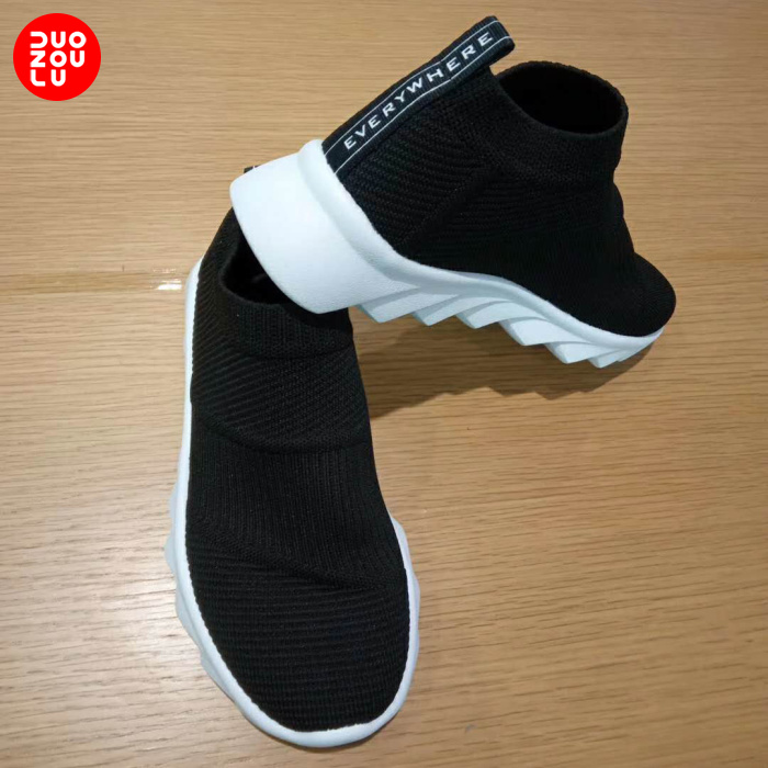 多走路duozoulu壹鞋库shoe sone新款男女高弹一脚蹬锯齿袜子鞋