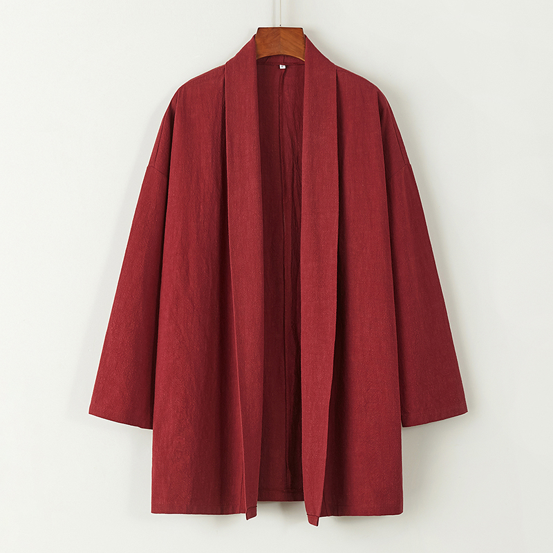 中国风男装棉麻汉服道袍披风外套春大码民族风复古禅修禅服居士服