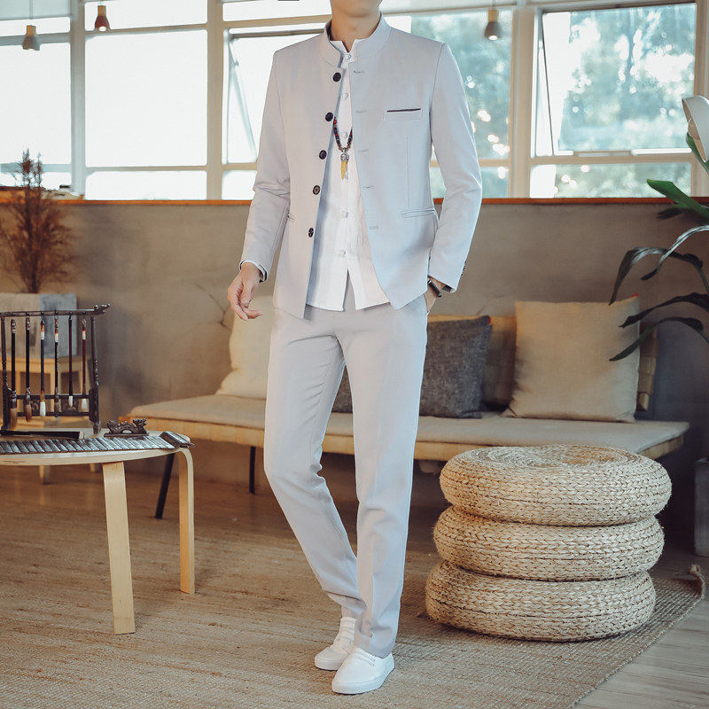 中山装男青年中式立领西服套装男士唐装休闲外套男春秋季结婚礼服,男装,中山装,淘宝优惠券,粉丝福利购,淘宝优惠卷