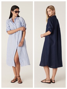 26新款 亚麻·$299在售 连衣裙 领开扣中长款 澳洲牌C@BLE衬衫