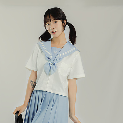 jk粉色水色刺绣学生校服现货