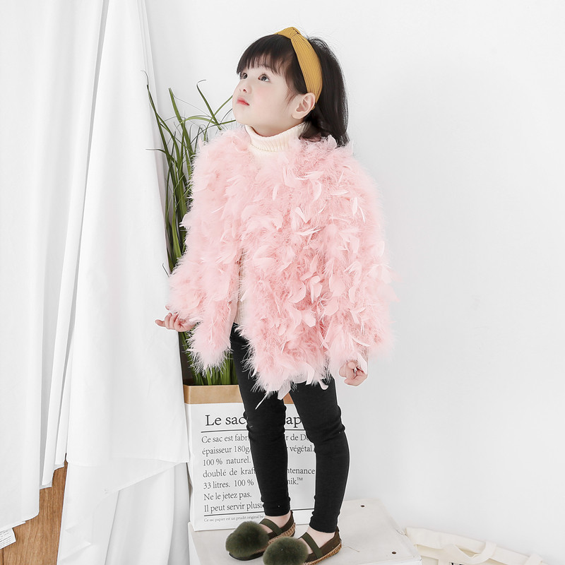 100%鸵鸟毛女孩保暖衣服新款外套