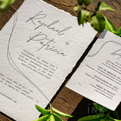 凹印 印刷请柬手工凸版 letterpress凸版 凹印毛边纸婚礼请柬凸版