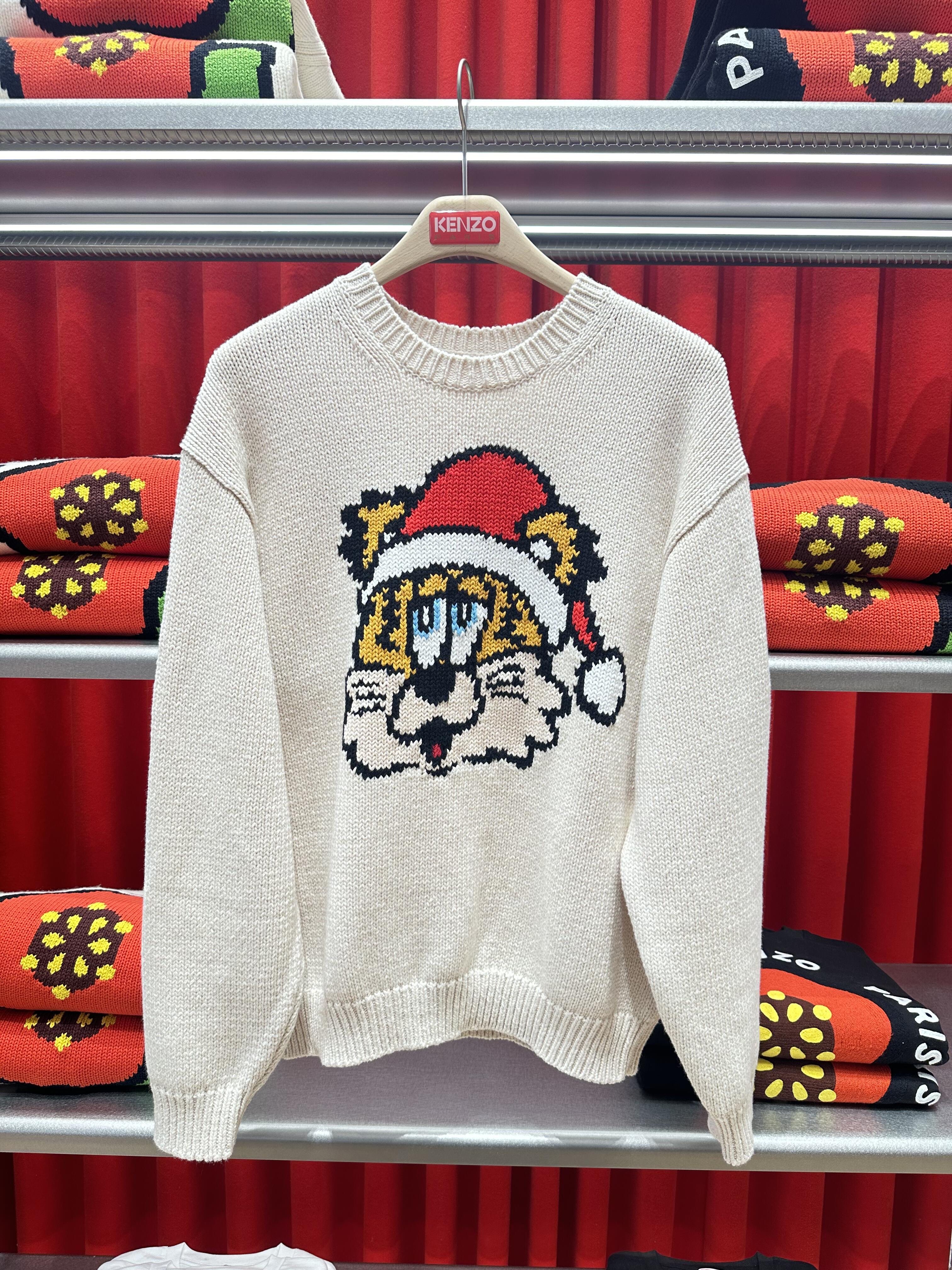 KENZO VERDY MARKET 25春夏新品圣诞款男女同款老虎圆领套头毛衣