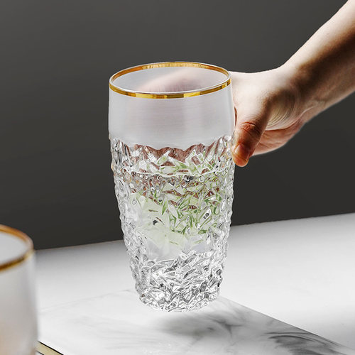 捷克进口手工描金款水晶玻璃水杯