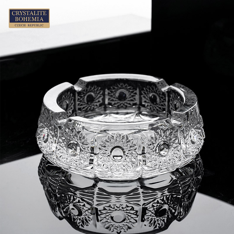 捷克进口水晶玻璃复古厚实雪茄盒烟灰缸 客厅办公室创意储物礼盒