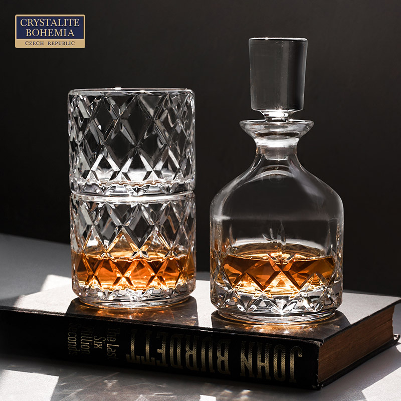 捷克BOHEMIA波西米亚水晶玻璃双人洋酒白兰地威士忌酒樽醒酒器
