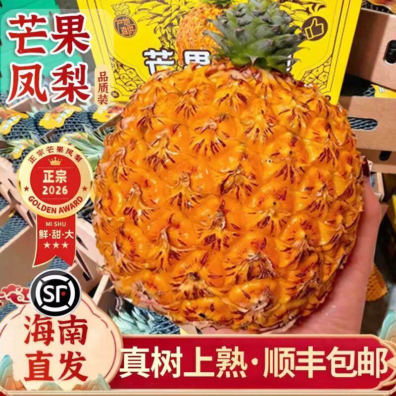 海南正宗芒果凤梨现摘顺丰包邮新鲜树上熟台农23号香甜凤梨礼盒装