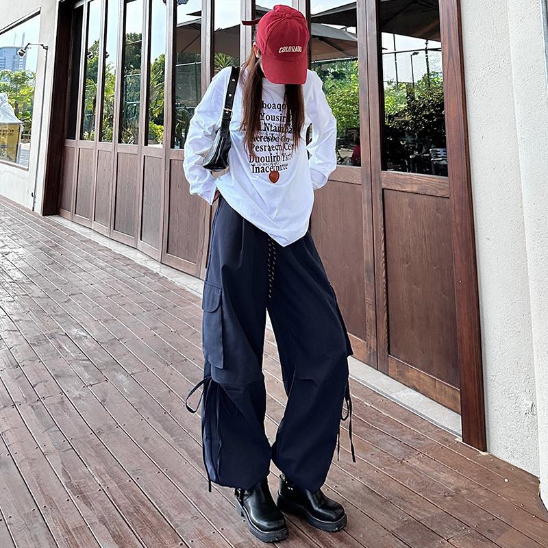 街头潮搭美式伞兵登山裤女2025秋冬休闲长裤高腰宽松阔腿工装裤子