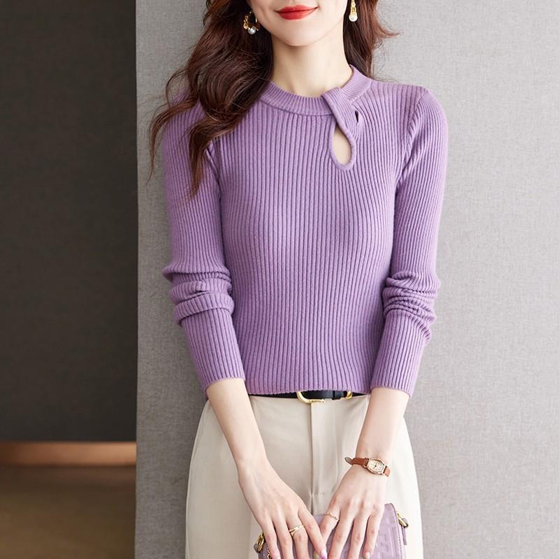 半高领毛衣打底衫女2025新款秋冬内搭长袖黑色镂空咖色针织衫上衣