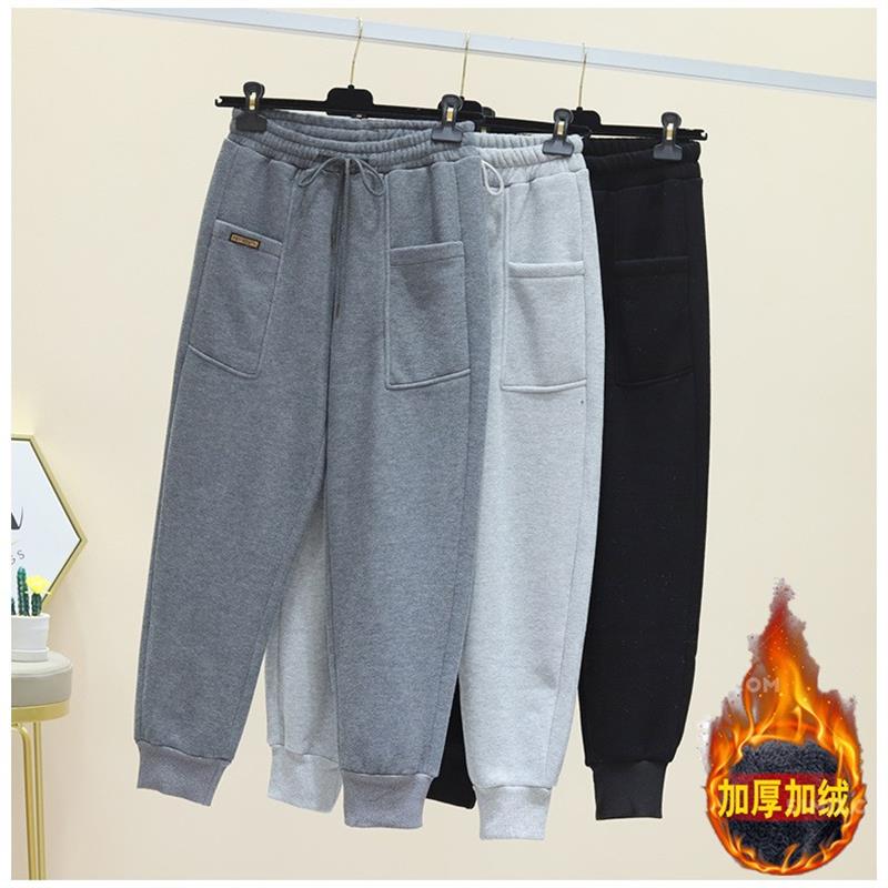 555运动裤女宽松束脚休闲卫裤秋冬季加绒加厚外穿显瘦百搭裤子ins