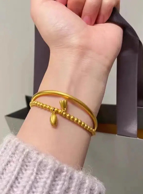 不掉色匠心传承古法拉丝素圈手镯百搭两世欢SZ600