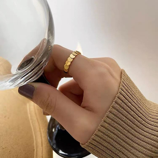 钛钢戒指 百搭食指戒JZ043 不掉色轻奢高级感鱼鳞片戒指时尚