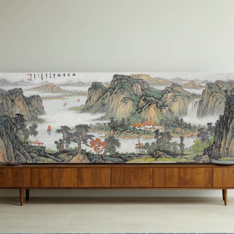 中美协名家黄格胜弟子纯手绘山水画国画真迹客厅办公室新中式挂画