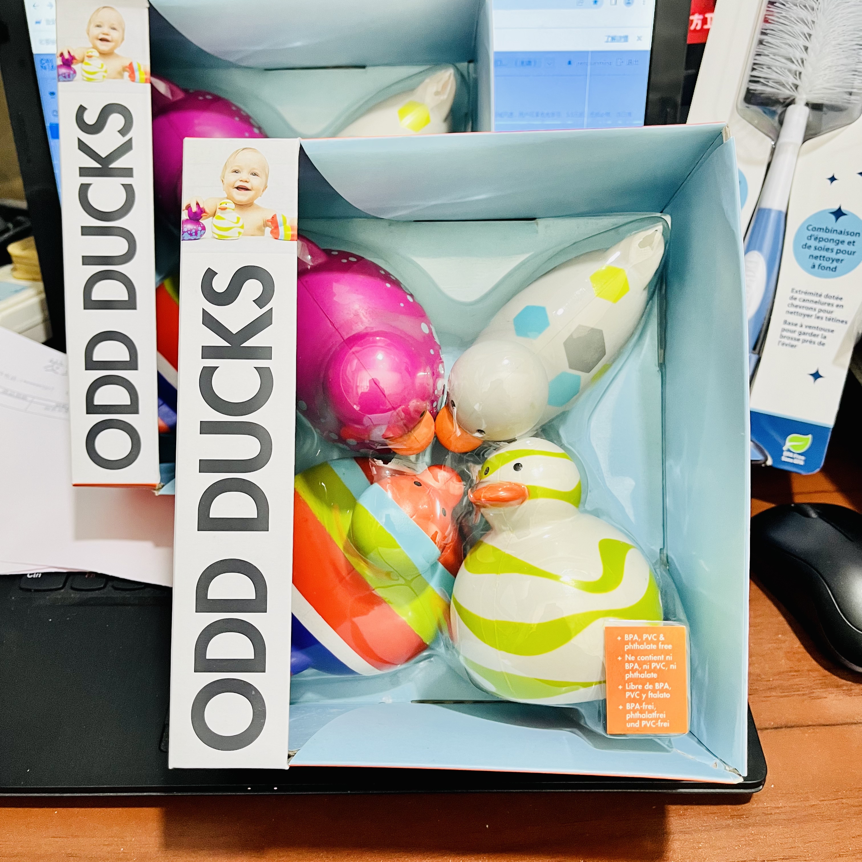 BOON Odd duck 彩色创意橡皮鸭套装儿童宝宝洗澡玩具戏水玩具