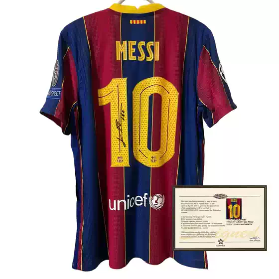 20-21 Season Barcelona Home Messi Retro Signed Jersey Messi Soccer Jersey