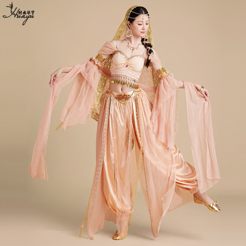 万圣节茉莉公主COS服 印度舞肚皮舞舞台服女装多件套酒红香槟色